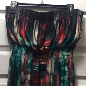 Tie dye strapless maxi dress
